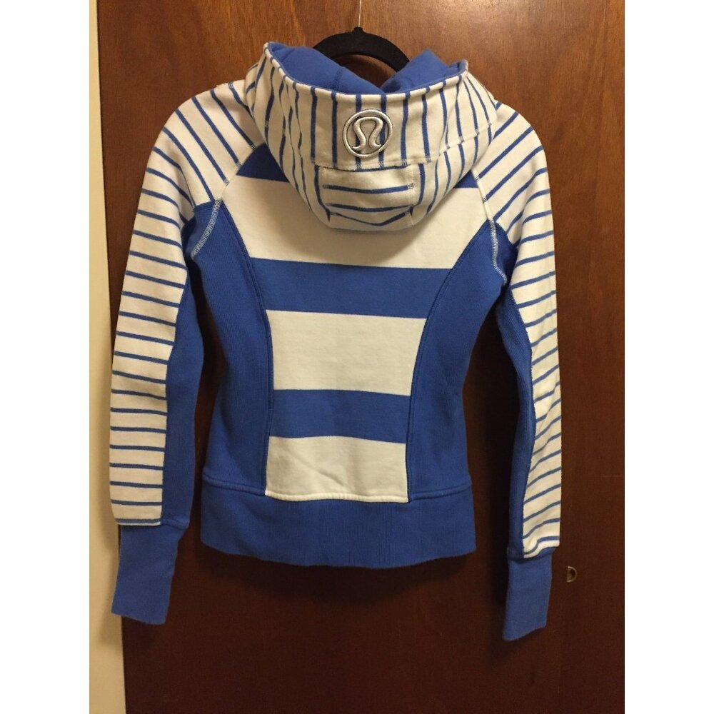 Lululemon Blue/white Stripped Hoodie Jacket Size: 2 - Picture 2 of 6